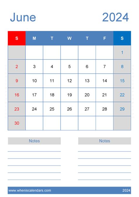 June Calendar Printable Vertical Bella Elianora