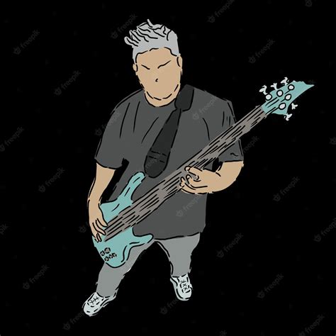 Cartoon Bass Guitar Player