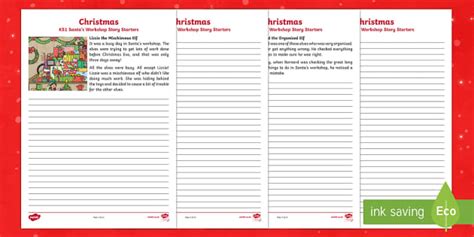 Ks Santa S Workshop Story Starters Worksheet Worksheets