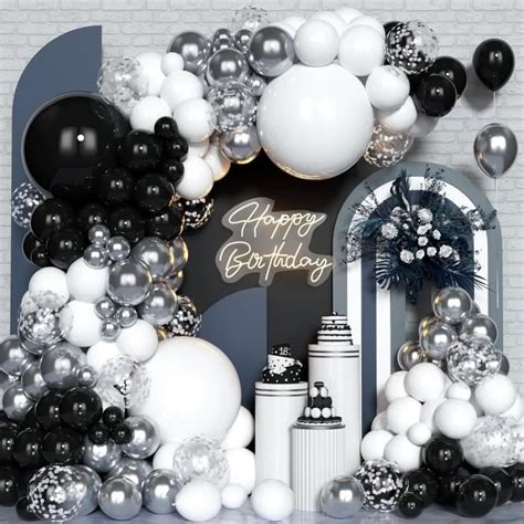 Kit D Arche Guirlande Ballons Noir Blanc Argent Pcs Kit D Arche