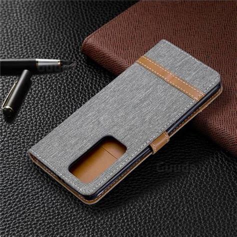 Jeans Cowboy Denim Leather Wallet Case For Huawei P Pro Gray