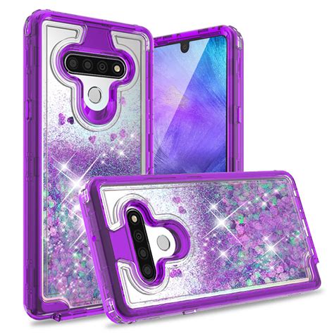 TJS Phone Case For LG Stylo 6 Transparent Liquid Glitter Snap On