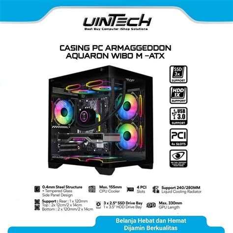 Jual Armaggeddon Casing Pc Gaming Aquaron Wibo M Atx Dual Chamber