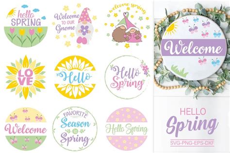 Colorful Spring Bundle Svg Door Hanger Svg