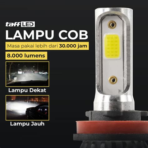 TaffLED Lampu Depan Mobil LED COB Headlamp 8000 Lumens IP65 Cool White