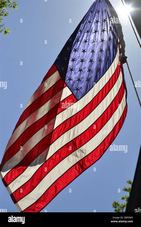 Merrick New York Usa Th May American Flag Is Lowered To Fly