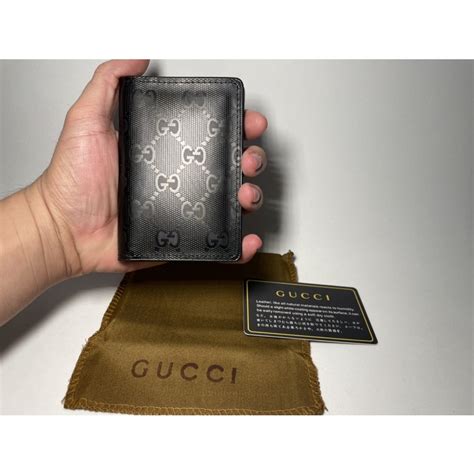 Carteira Slim Gucci Masculina Double Gg Marmont Relevo Couro Canvas