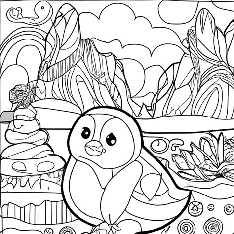 Cute Baby Penguin Coloring Page · Creative Fabrica