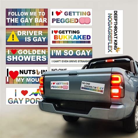 10 Pcs Funny Prank Bumper Stickers Car Rainbow Stickers Waterproof Stickers For