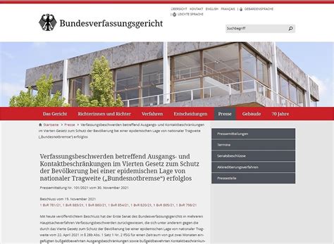 Bverfg Kontakt Und Ausgangsbeschr Nkungen Sowie Schulschlie Ungen