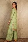 Buy Green Silk And Organza Embroidery Dabka Sequin Boat Kurta Palazzo