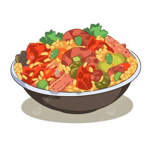 Jambalaya Clipart Una Ilustración De Arroz Salteado Con Salchicha De