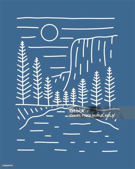 El Capitan Yosemite National Park Mono Line Art Design For T Shirt