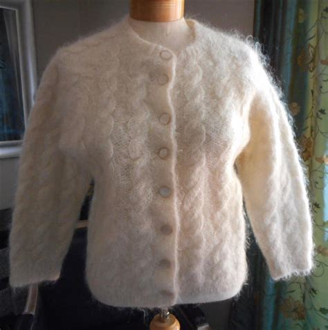 1960s Mohair Italy Sweater Cardigan Classic Ivory From Mercymaude On