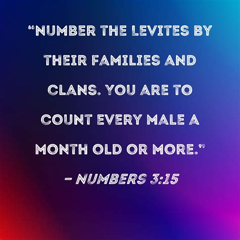 Numbers 315 Number The Levites By Their Families And Clans You Are