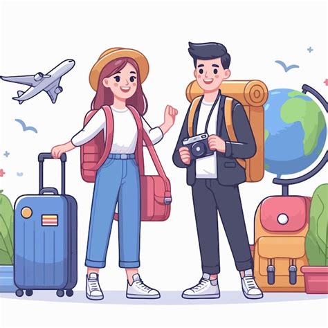 Male And Female Tourist Vector Premium Ai Generated Vector