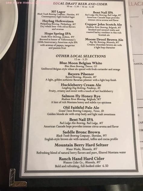 Menu At Grant Village Dining Room Restaurant Usa Sculpin Ln