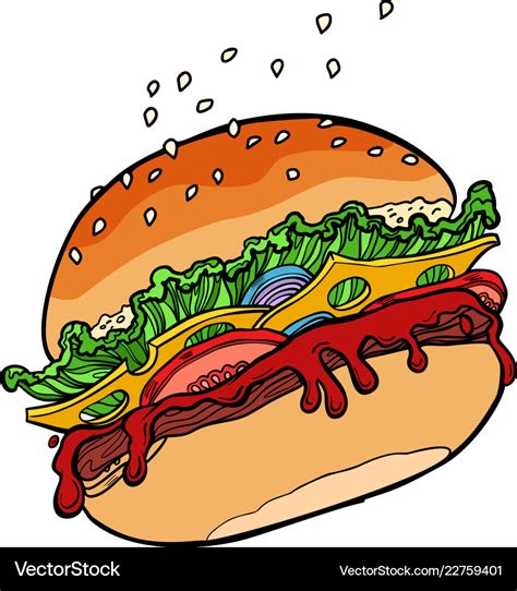 Fast Food Burger Royalty Free Vector Image Vectorstock