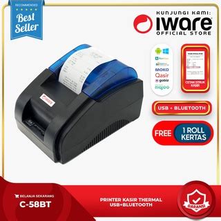 Jual Iware Printer Kasir Bluetooth Thermal Iware C Bt Ppob Mm