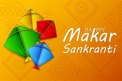 Makar Sankranti Greeting Card With Colorful Kites Vector Art