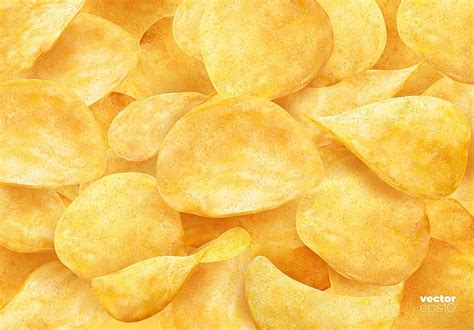 Realistic Crispy Potato Chips Background Realistic Crispy Potato