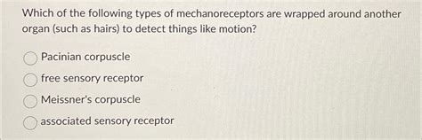 Solved Which of the following types of mechanoreceptors are | Chegg.com