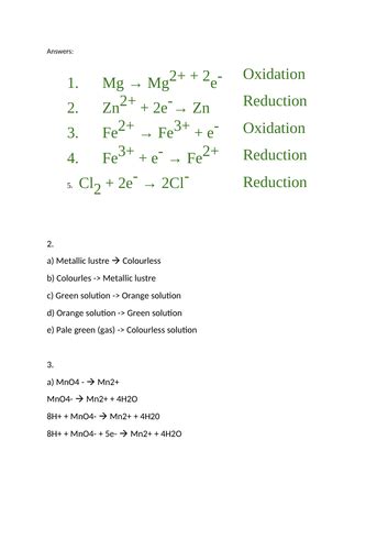 Balancing Half Equations | Teaching Resources