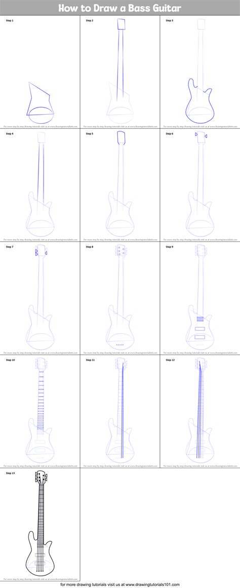 How To Draw A Bass Guitar Printable Step By Step Drawing Sheet