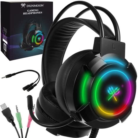 S Uchawki Gamingowe Dla Graczy Mikrofon Led Rgb Pc Z Mikrofonem Nauszne