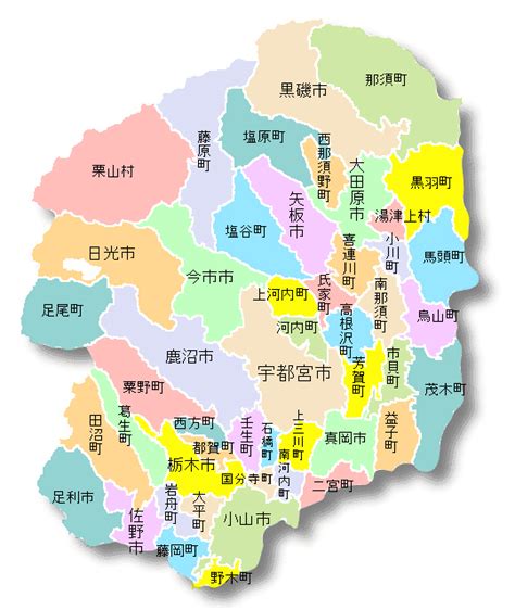 都道府県地図 栃木県