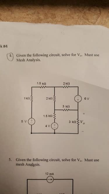 Solved K Given The Following Circuit Solve For V Must Chegg