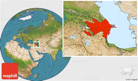 Satellite Location Map of Azerbaijan