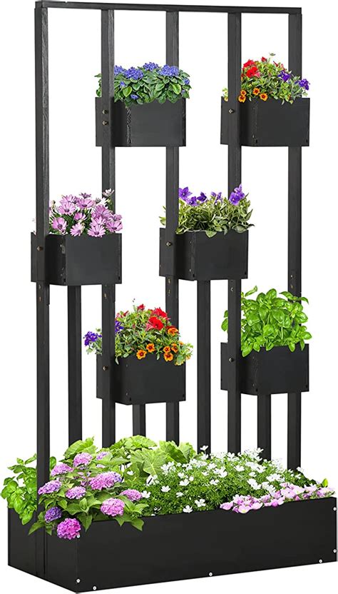 Outsunny Blumenkasten Hochbeet Pflanzkasten Mit Rankhilfe Modulares