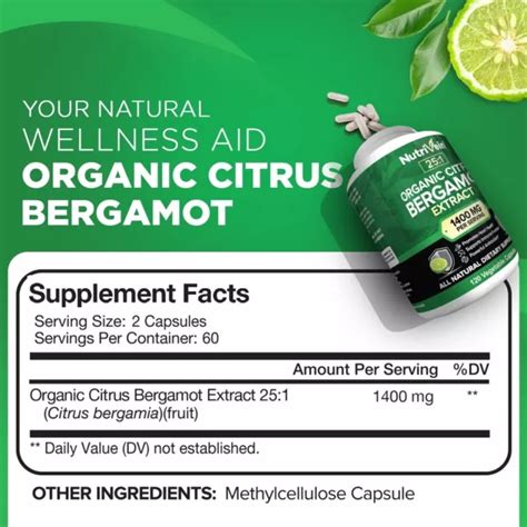 Nutrivein Organic Citrus Bergamot 25 1 Bergamia Extract 1400 Mg £14 88