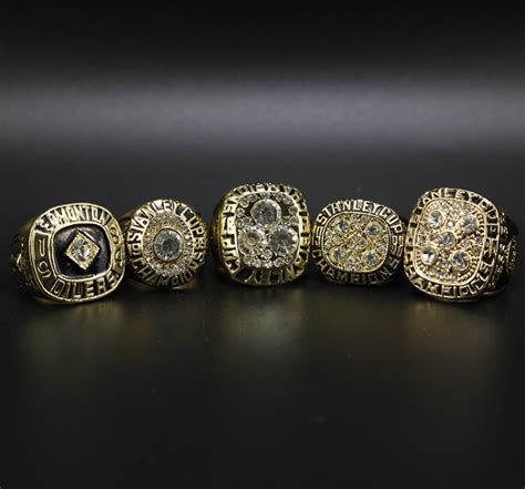 5 Edmonton Oilers NHL Stanley Cup championship rings set - MVP Ring