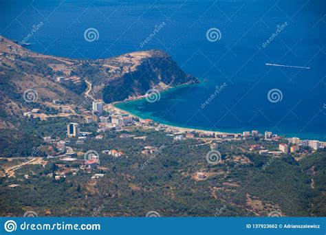 Albanian View Landscape Of Shoreline And Adriatic Sea Stock Photo