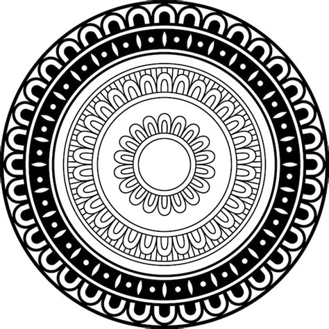 Premium Vector A Black And White Circular Design With A Flower In The