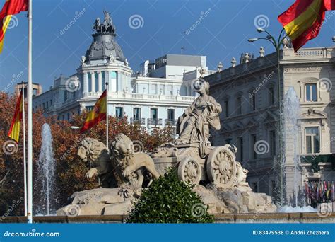 Cibeles Fountain At Plaza De Cibeles In Madrid Spain Editorial Stock