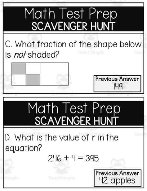 3rd Grade Math Test Prep Scavenger Hunt By Teach Simple