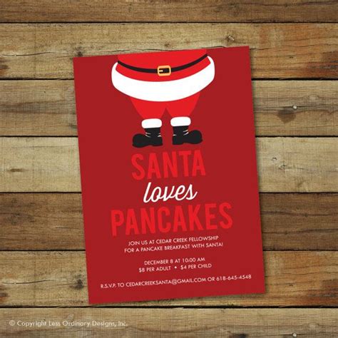 Santa Loves Pancakes Christmas Party Card