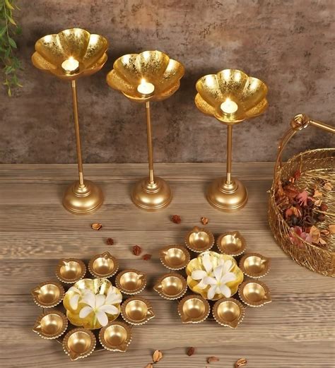 Iron Urli Diya Bowl Set Of 5 Uruli Gold Taj Urli Diya Etsy