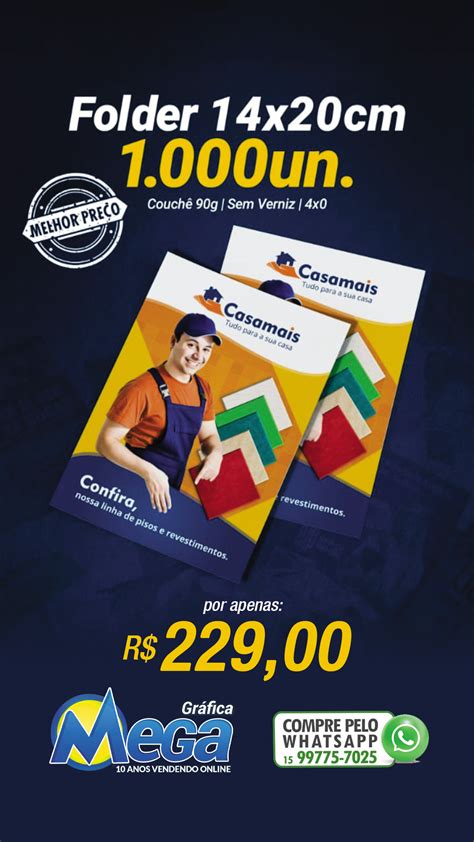 PROMOÇÃO 1000 PANFLETOS 14X20 4X0 COUCHE 90G R 219 00 Gráfica Mega