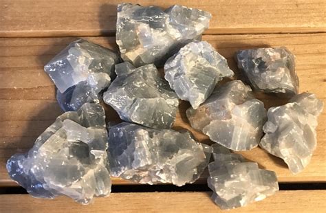 Blue Calcite Small Natural Raw Stones Healing Stones Etsy Blue