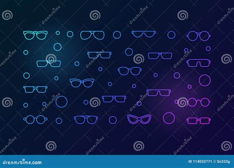 Vector Glasses Bright Horizontal Outline Illustration Or Banner Stock Vector Illustration Of