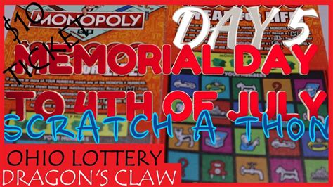 Day 5 Ohio Lottery Instant Scratch Off A Thon 10 Monopoly X 10