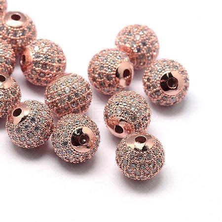 Rack Plating Brass Cubic Zirconia Beads Lbeads