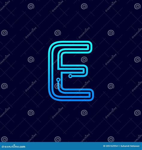 Letter E Modern Technology Logo Design Vector Stock Vector