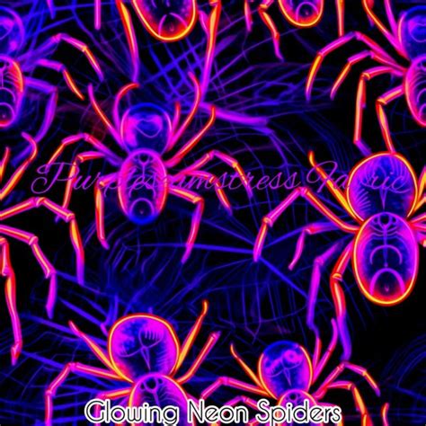 Glowing Neon Spiders Purpleseamstress Fabric