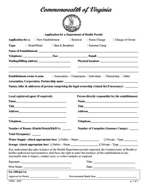 Environmental Health Forms Information Virginia Department Of