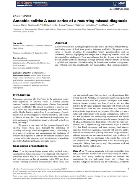 (PDF) Amoebic colitis: A case series of a recurring missed diagnosis